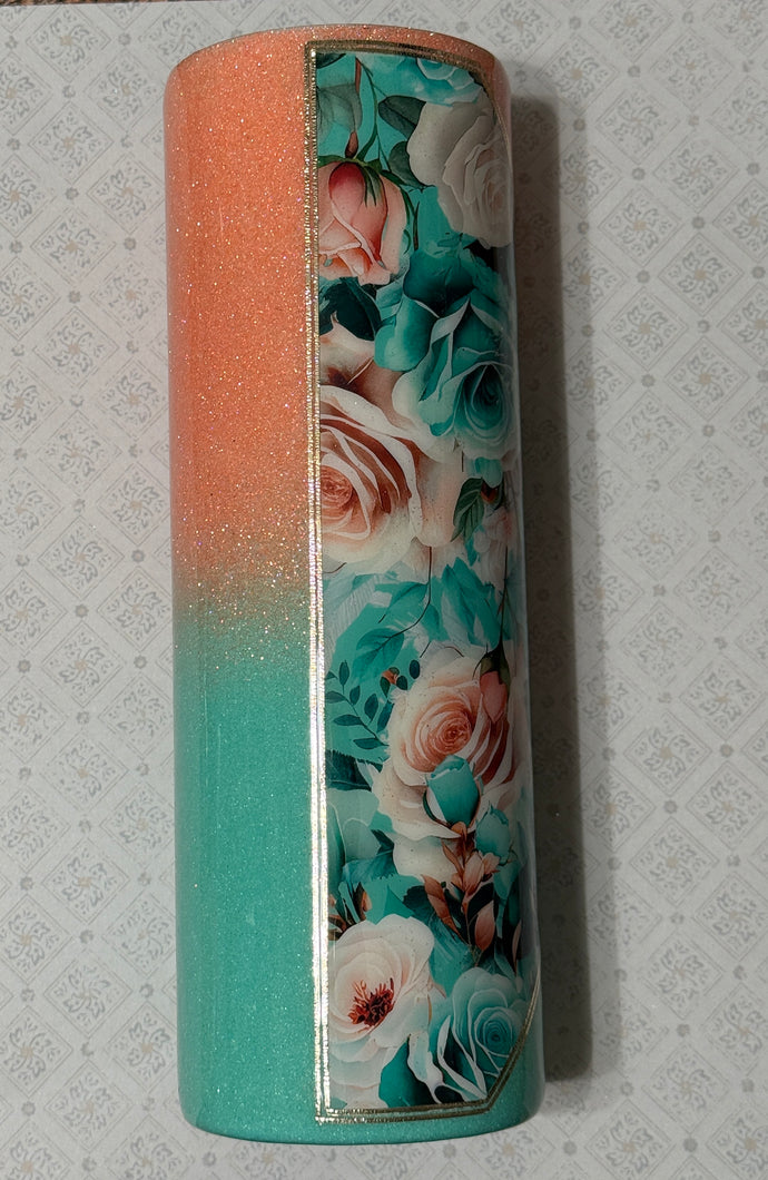 30 oz. Peach & Teal Tumbler