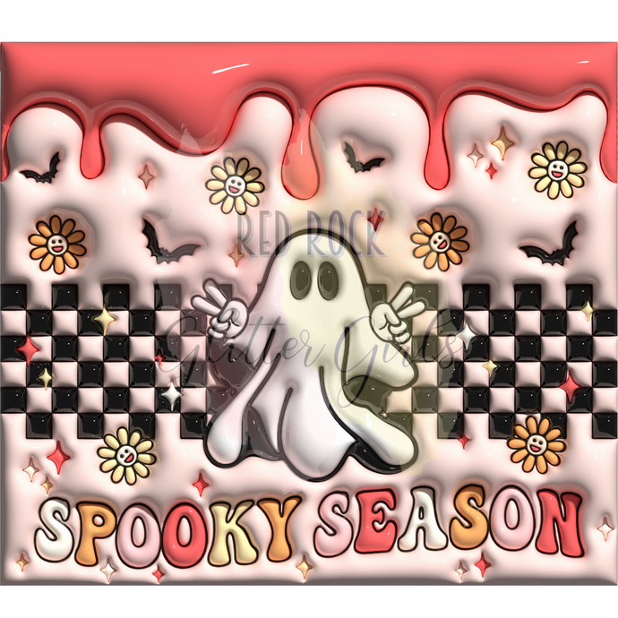 Puffy Coral/Pink Spooky Season Ghost 20 oz. Wrap