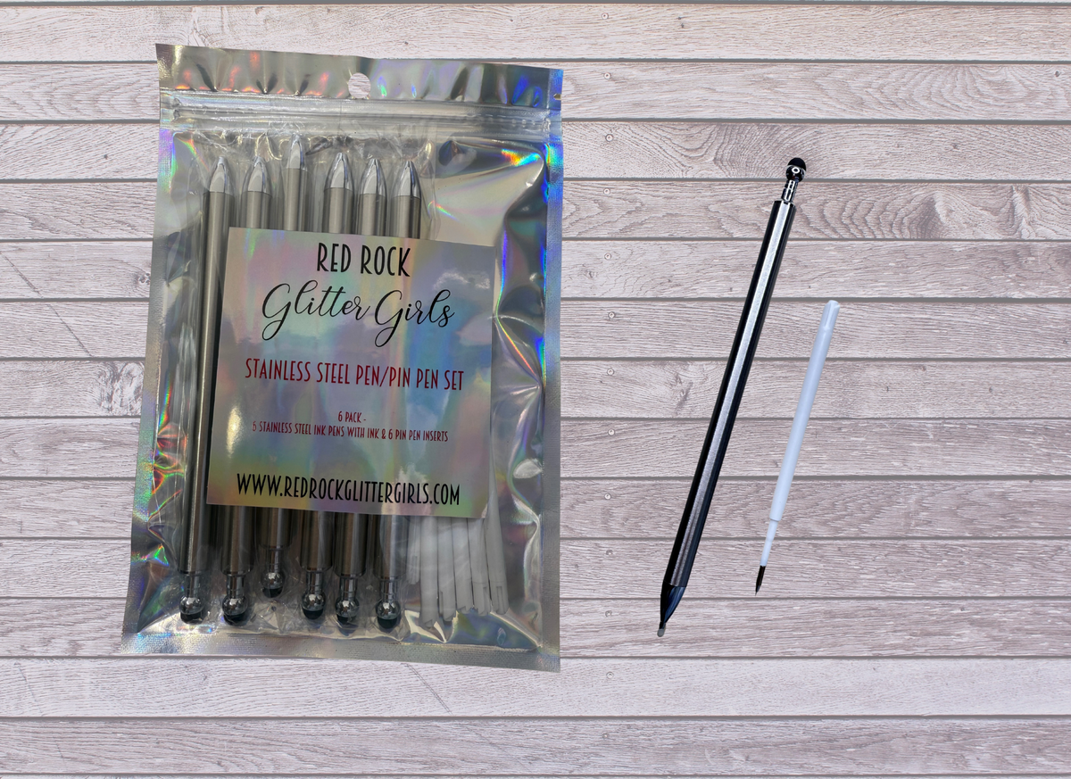 6 PK Stainless Steel Pen/Pin Pen – Red Rock Glitter Girls