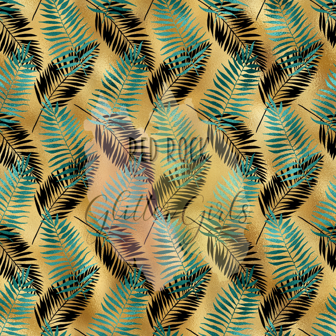 Tiger Gold Teal & Black Leaf