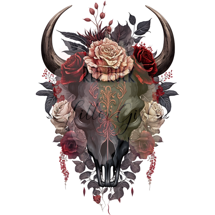 Floral Boho Skull 10 - Clear Cast
