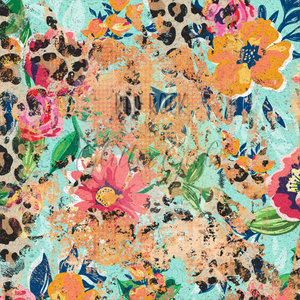 Grunge Flower Leopard Print