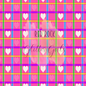 Pink Plaid Hearts