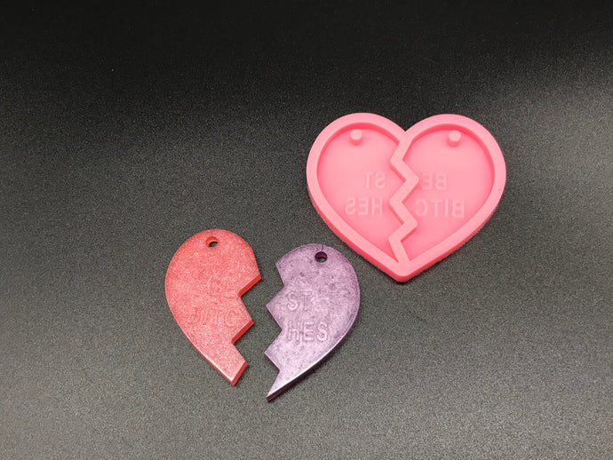 Best Friends Split Heart Key Chain Mold