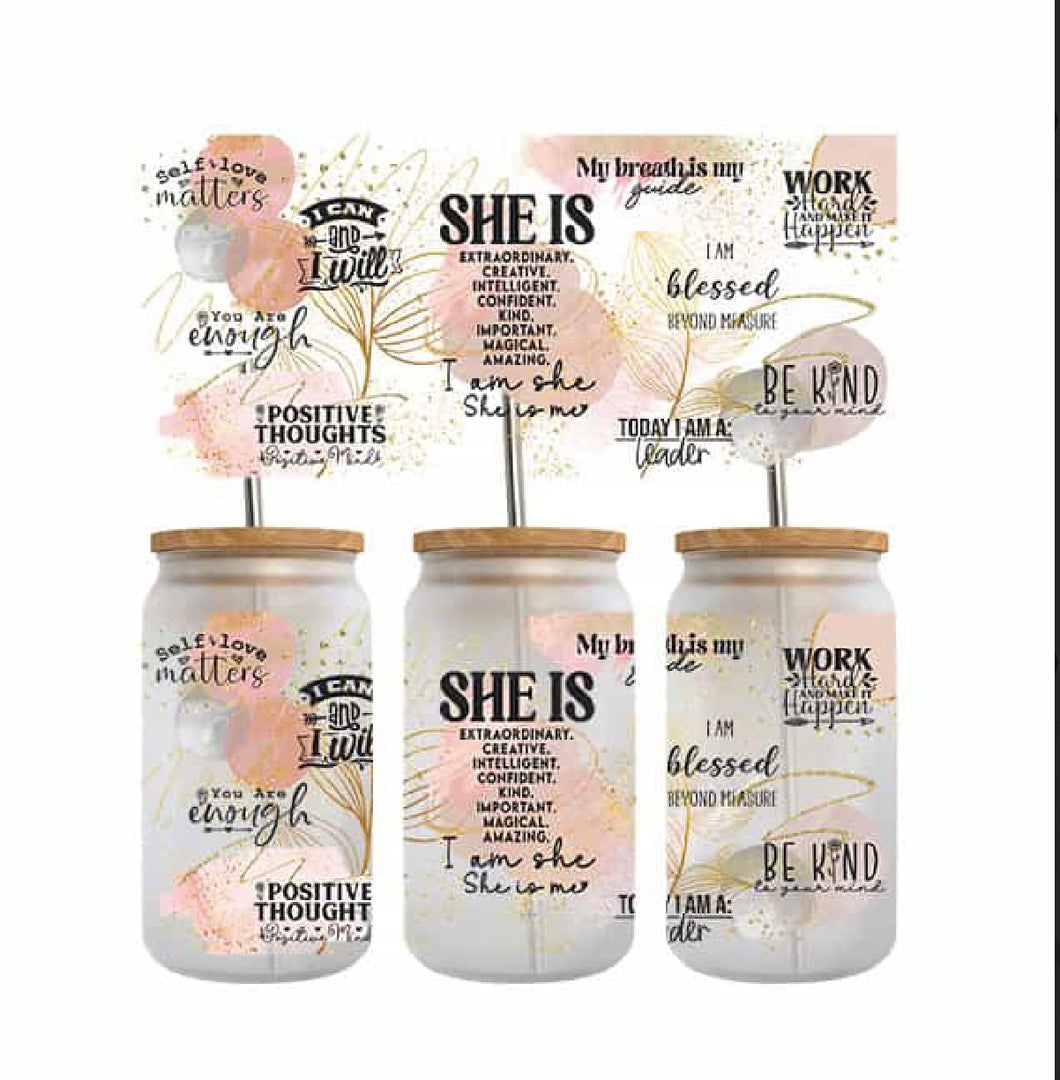 She Is Positive Affirmations  16oz.