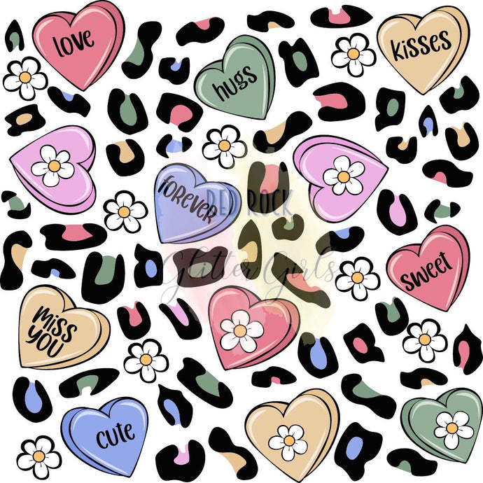 Candy Hearts Leopard - Clear Vinyl