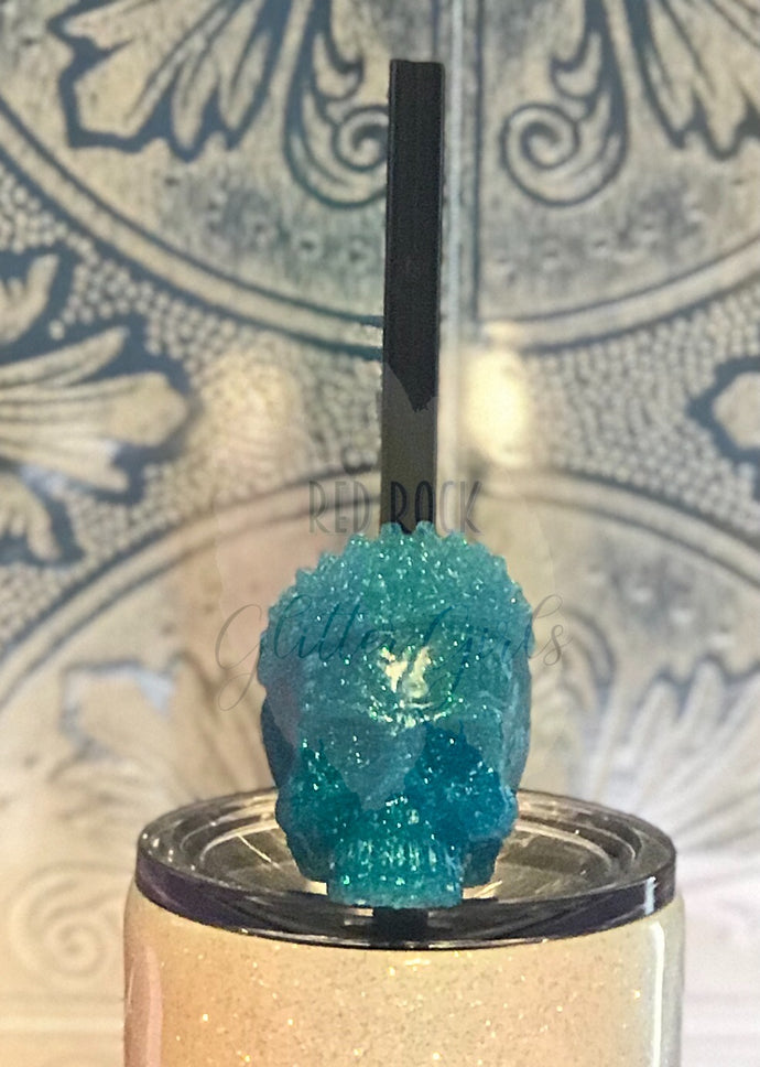 Skull With Crown Straw Topper Mold