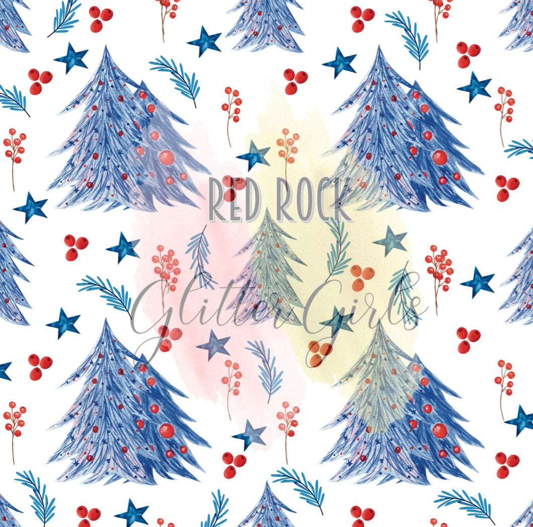 Blue Christmas Tree's & Berries