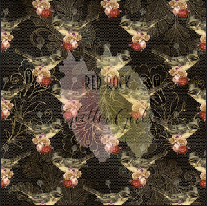 Steampunk Black and Gold Lace with Birds
