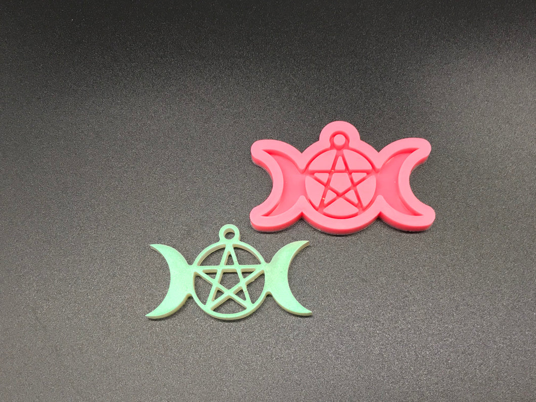 Pentagram Moon Pendant Keychain Mold