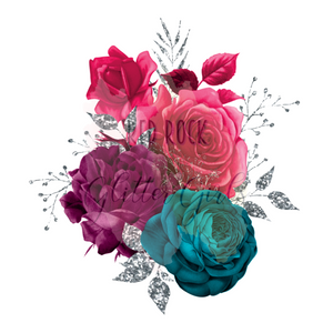 Pink, Maroon & Teal Roses- Clear Cast